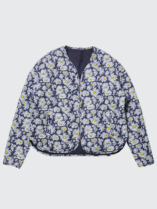 Quilted Flower Reversible Liner Jacket (navy)