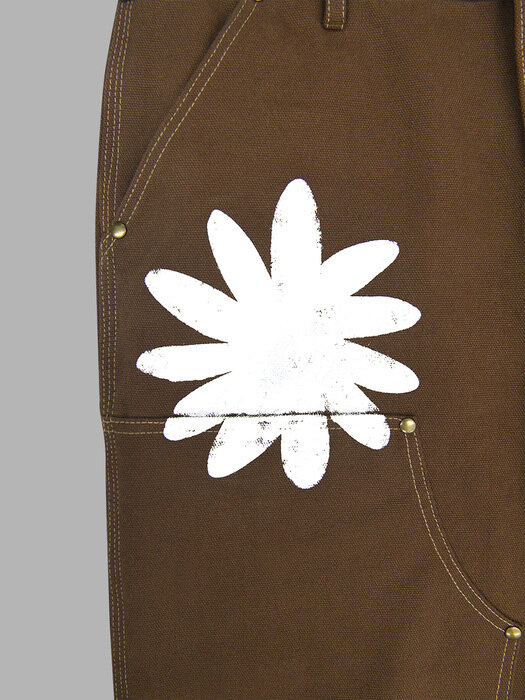 HAND PAINTED  FLOWER CITY PANTS (BROWN)