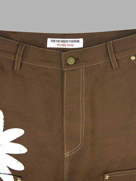 HAND PAINTED  FLOWER CITY PANTS (BROWN)