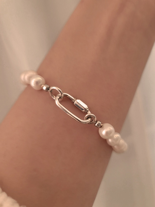 White Snow Pearl Bracelet 925 Silver