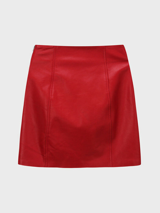 Real Leather Mini Skirt Red WBBSSK003RD