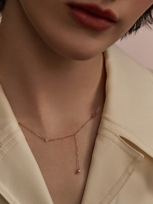 [단독]14K Heart Pearl drop Necklace