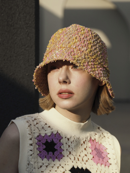 twill crochet bucket hat (3color)