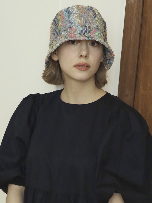 twill crochet bucket hat (3color)