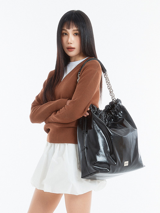 CH. TRAWSTRING BAG, BLACK