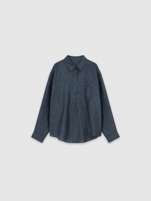 box linen shirt (indigo)