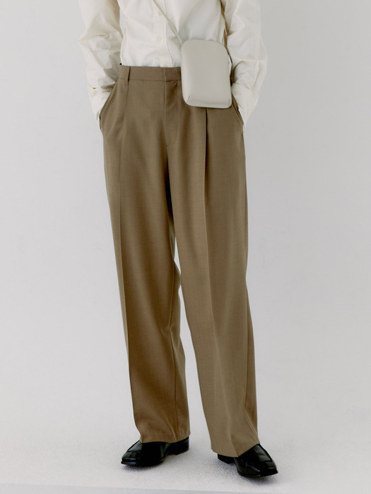 ALEX WIDE WOOL TROUSER [BEIGE]