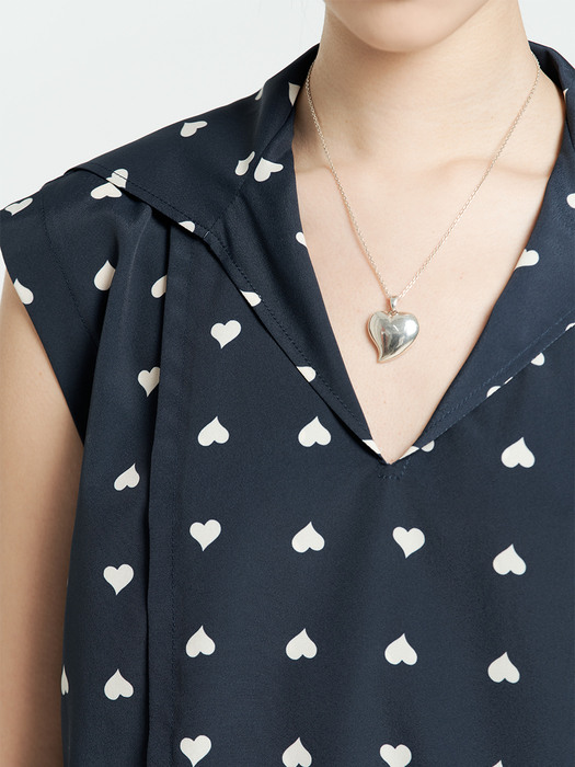 COLE NAVY HEART PRINT SAILOR COLLAR BLOUSE