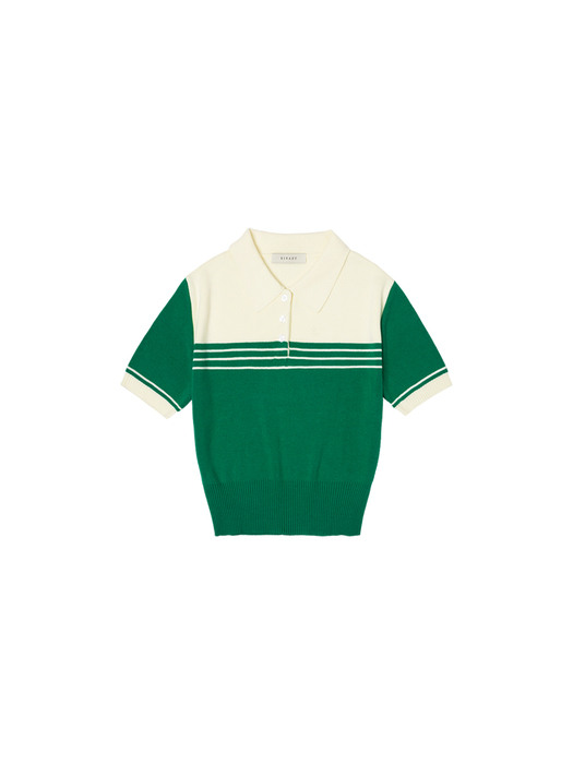 SIKN2033 linen blend collar knit_Green