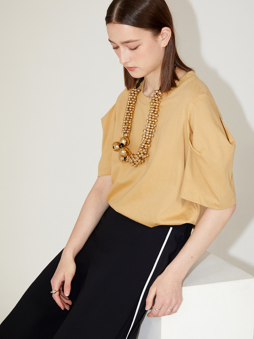 Puff Sleeve T-Shirt_Beige