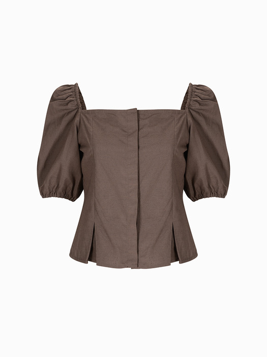 BUSTIER PUFF-SLEEVE TOP [CHOCOLATE]