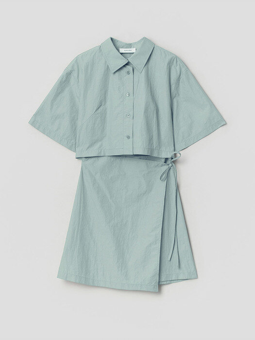 Cut-out Shirts Mini Dress - Mint Green (KE2371M02L)