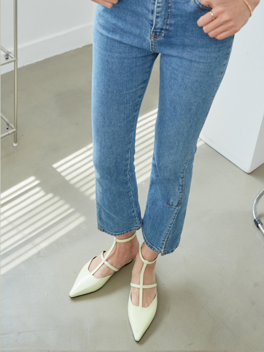 Pointed Toe Strap Flat - MD1097f Lime