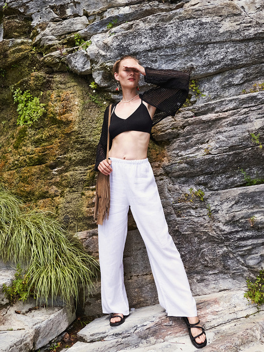 Natural Wide Linen Pants (Ivory)