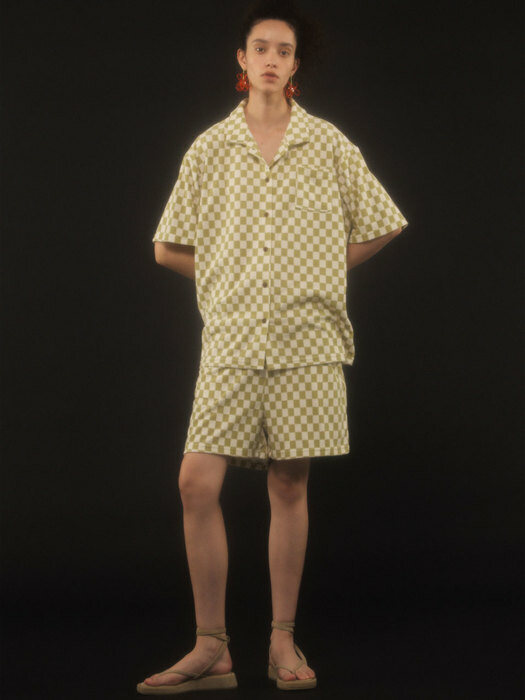 Terry half shirts (green checker)