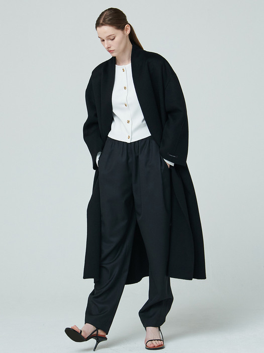 Cashmere-blend Handmade Maxi Coat - Black