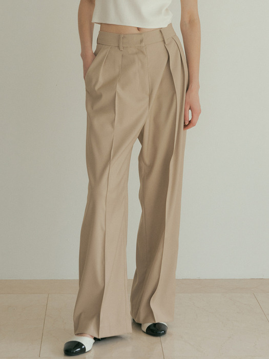 V. wide pants (beige)