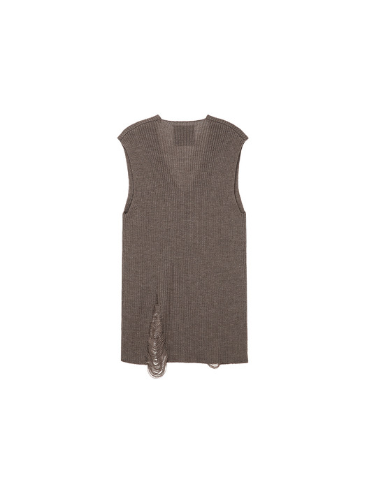 Ribbed Knit Vest, Cocoa