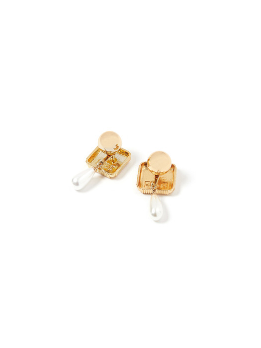 VEKA Logo Earrings - Gold/Ivory
