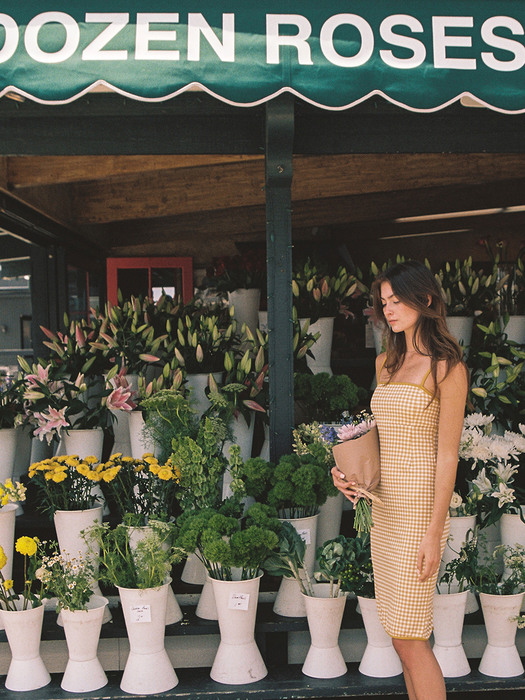 SQUARE NECK DRESS_YELLOW