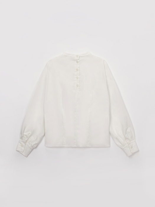 HIGH NECK PUFF BLOUSE_IVORY