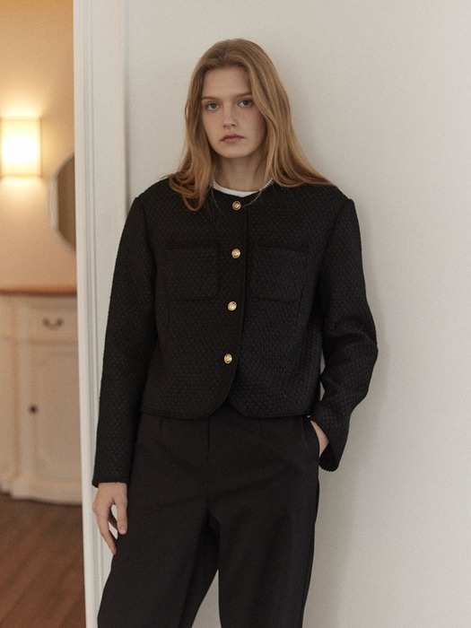 Atelier Tweed Crop Jacket - Black