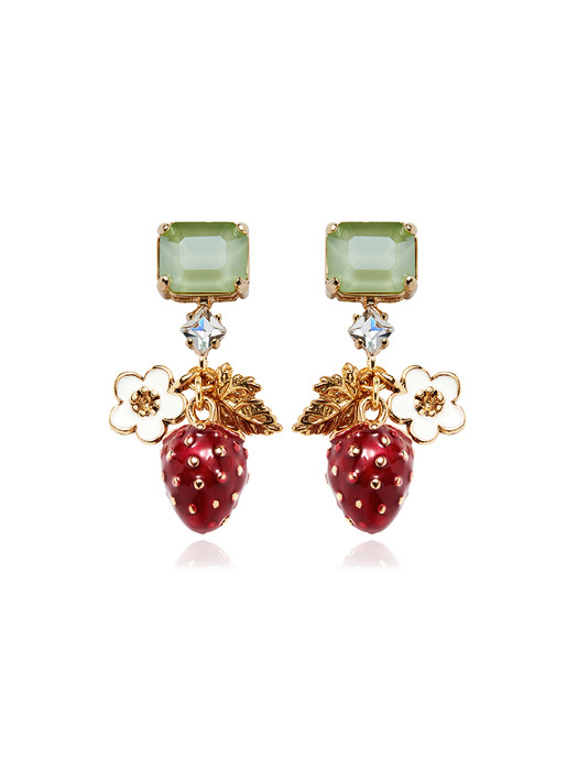 Crystal & Berry Earrings Red