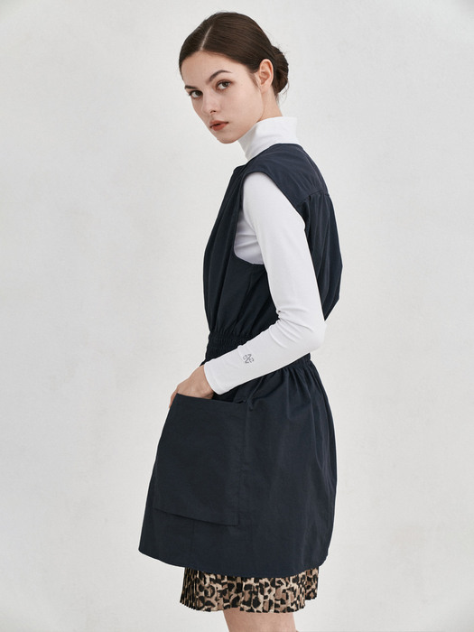 풀 집업 원피스(네이비) _ Pull Zip-Up Onepiece(Navy)