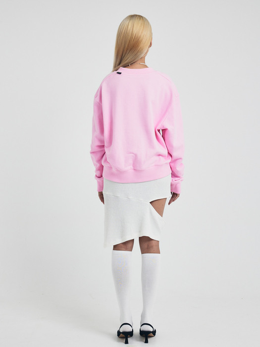 Square neck Logo Sweatshirt Pink
