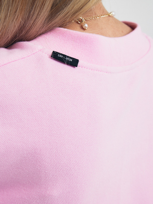 Square neck Logo Sweatshirt Pink