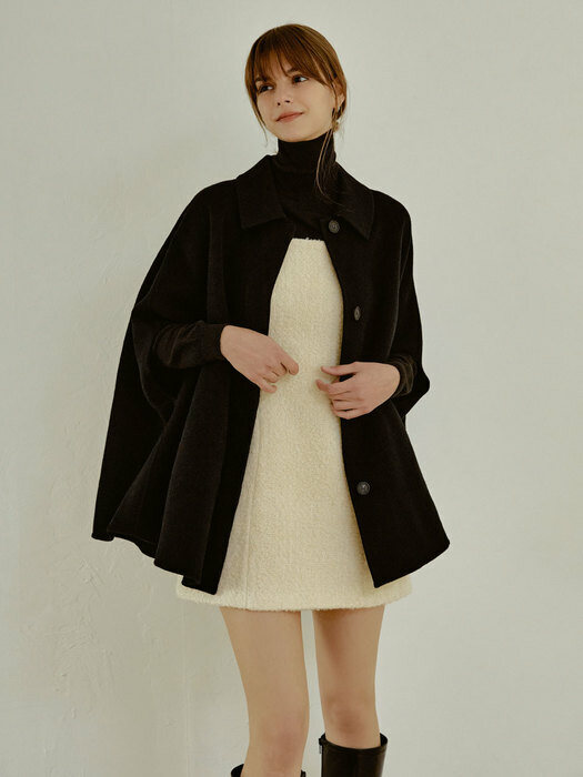 Cape handmade half coat (black)