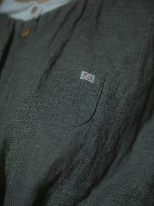 Peasant linen blouse - vintage khaki 페전트 린넨 블라우스 