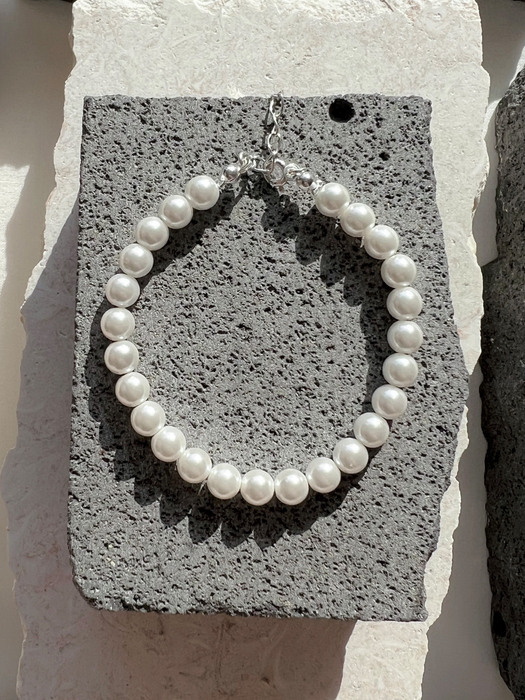 White Pearl Bracelet 6mm (Silver925) 화이트 진주 팔찌 실버