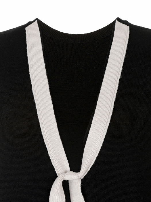 String Point Knit Vest Black