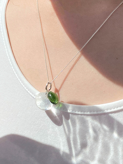 [925silver,Glass]Apple necklace