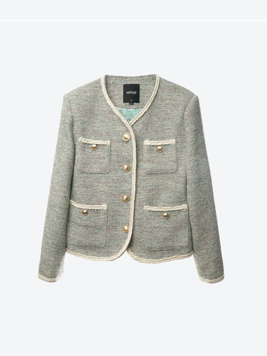 Gold-Buttoned Boucle Tweed Jacket(WOMAN)_UTO-FB55