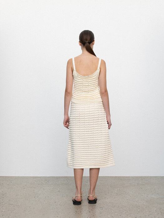 TUCK TOUCHED SKIRT[IVORY, BRICK]