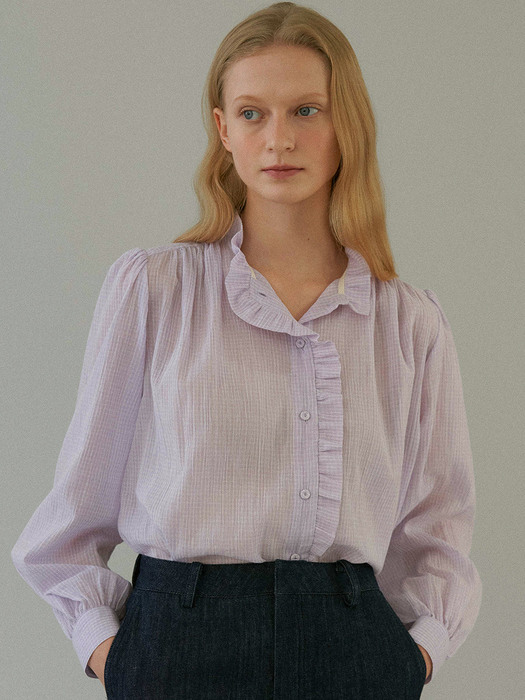 ruffle blouse (lavender check)