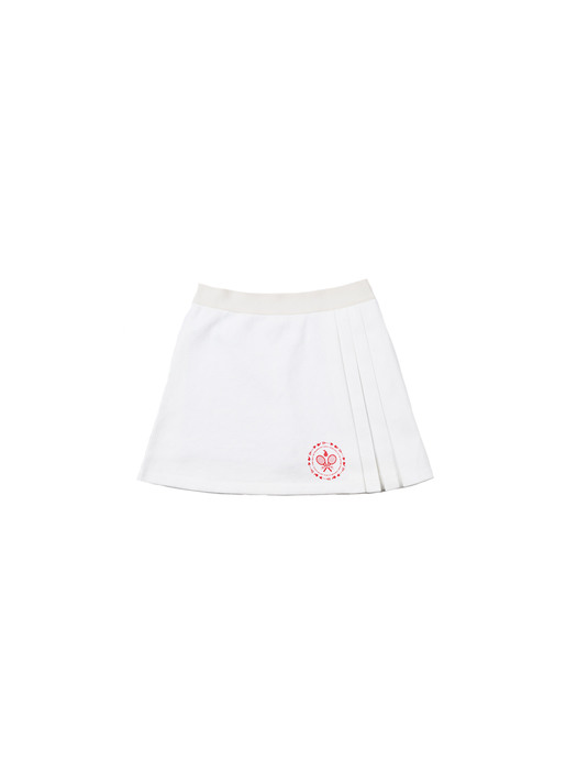 Pique Deformed Pleated Culottes Skirt (Off-White)