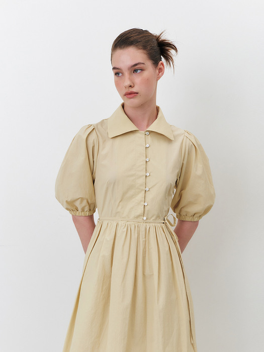 RTR COLLAR BUTTON PUFF DRESS_2COLORS