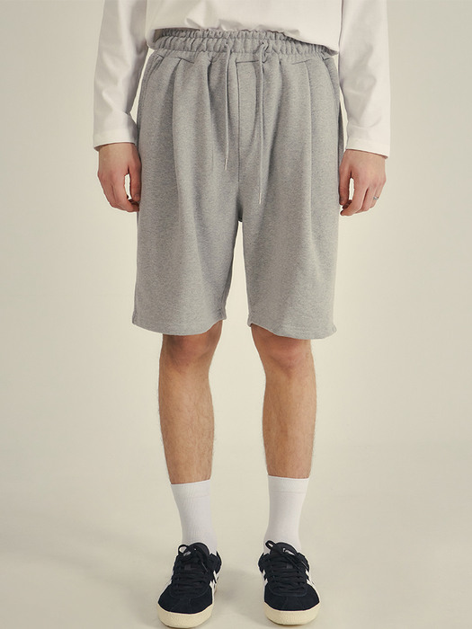 Bermuda one-tuck sweat shorts(5col)