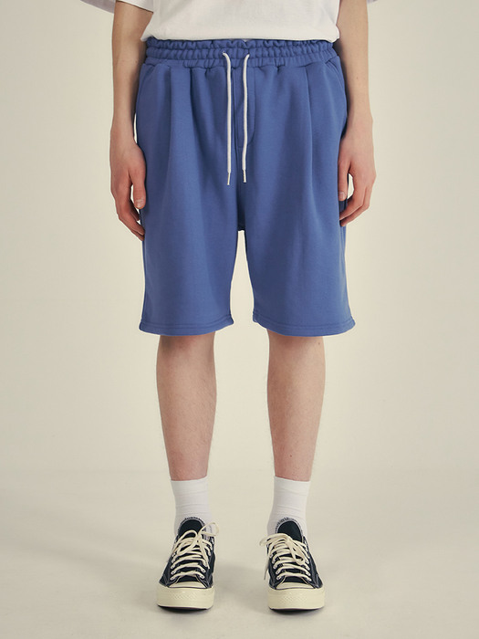 Bermuda one-tuck sweat shorts(5col)