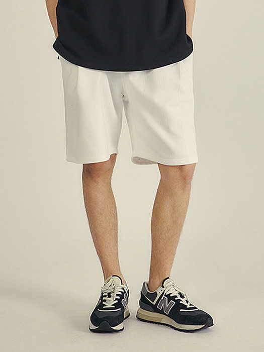 Bermuda one-tuck sweat shorts(5col)