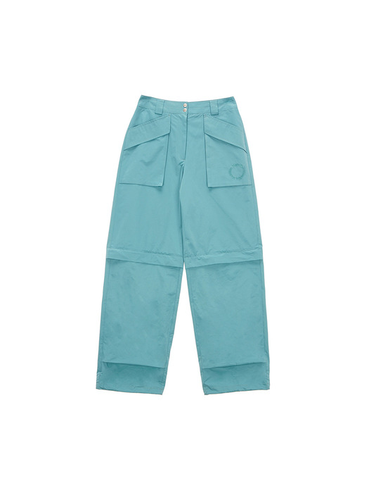 KNEE ZIP OUT POCKET PANTS IN AQUA GREEN