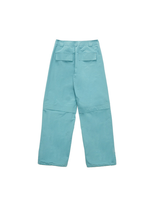 KNEE ZIP OUT POCKET PANTS IN AQUA GREEN