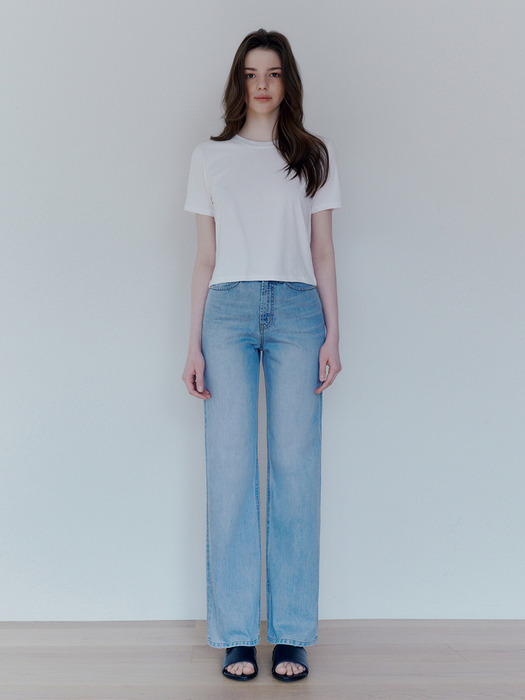 wide denim pants light indigo