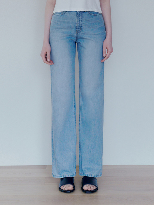 wide denim pants light indigo