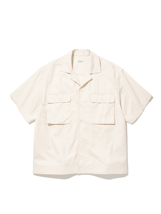 Convertible-Collar Short Shirts Ivory