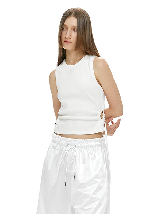 CUT OUT STRING SLEEVELESS / WHITE