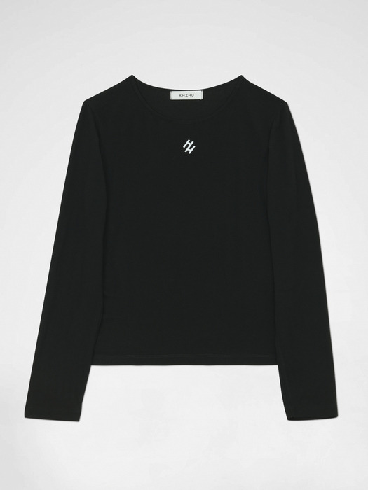 KHIHO CREW NECK LONG SLEEVE TOP / BLACK